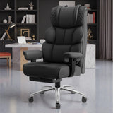 Office Desk Chair, Big and Tall Leather Gaming Chair with Footrest, Wide Ergonomic Comfy Executive High-Back Reclining Computer Chairs