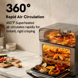 VAL CUCINA 6-in-1 Air Fryer Toaster Oven Combo, Compact 12.7 QT Small Countertop Convection Oven, Fits 9" Pizza & 4 Toast, Hexagon Hybrid Heating, Enamel Baking Pan