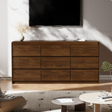 Oransail 9 Drawer Dresser, 63" Wide Walnut Dresser with Soft-Close Drawers