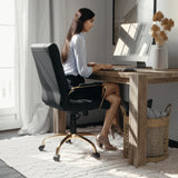 Flash Furniture Whitney Mid-Back Swivel LeatherSoft Desk Chair with Wheels