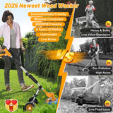 Electric Weed Wacker Cordless Weed Eater Battery Powered 21V, 4-in-1 Brush Cutter/String Trimmer/Grass Trimmer/Lawn Mower