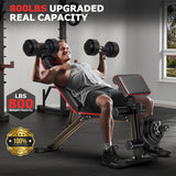 Foldable Workout Bench with Leg Extension, Adjustable Weight Bench w/Preacher Culr, Extended Headrest, Collapsible Bench for Home Gym Strength Training Exercise Full Body Banco de Pesas 880LBS Fostoy