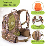 BLISSWILL Large Hunting Backpack with padded weapon compartment for Bow Rifle with Waterproof Rain Cover Hunting Gear Accessories 40L(Supercamo Timber) BLISSWILL