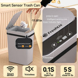 FRESHLIX 3 Pack Bathroom Trash Can 2.6 Gallon Small Touchless Automatic Motion Sensor Trash Cans Slim Waterproof Garbage Bin with Lid for Kitchen, Office, Bedroom Black White Grey