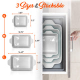 NutriChef 3-pc Casserole Dish Set for Oven, Ceramic Lasagna Baking Dishes, Deep Serving Dish with Handles - Aqua, (14.7"/ 10.8"/ 7.9")