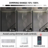 BESTWEST 98" Modern LED Chandelier, 18-Lights Dimmable High Ceiling Large Hanging Lighting Fixture for Loft Villa Living Room Stairs Foyer (Black, 18-Lights 15.7in)