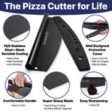 KitchenStar 18-Inch Pizza Cutter Rocker Blade - Sharp Stainless Steel Slicer Knife, Protective Cover, Black, Extra Large - Commercial Pizza Oven Accessories