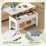 WLIVE Lift Top Coffee Table for Living Room/Dining/Office, Retro White