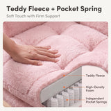 Teddy Fleece High Back Executive Office Chair with Flip Armrests (Pink)