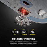 Corsair M75 AIR Wireless Ultra-Light FPS Gaming Mouse – 26,000 DPI – Ultra-Fast Input – Symmetric Shape – iCUE Compatible – PC, Mac – Light Gray