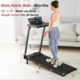 Hccsport Treadmill with Home, Foldable Treadmill with Incline, Removable Desk Workstation 3.0 HP 3 in 1 Compact Folding Small Walking Treadmills 300 Lbs Capacity for Home Office