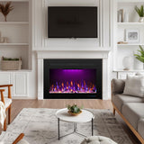 Rodalflame Electric Fireplace Inserts with 3 Flame & Top Light, Recessed Fireplace Heater, Thermostat, 750/1500W, Crackling Sound, Logs & Crystals, Timer, 32.2" W x 26" H Rear, No Wall Mount