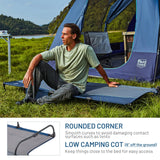TIMBER RIDGE 20-Second Quick Set-Up Camping Cot, Lightweight Aluminum Folding Cot with Zipper Closure, Portable Carry Bag Included for Camping, Travel and Outdoors, Support up to 225lbs, Blue