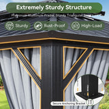 Aoxun 12X16Ft Hardtop Gazebo Metal Gazebo with Galvanized Steel Double Roof
