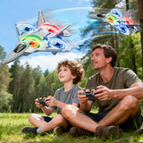 Remote Control Airplane Drone for Kids Ages 4-6-8-10-12, RC Plane Jet Drone with One Key Take Off-Landing, Headless Mode, 360° Flip for Kids Boys Beginners, Outdoor Flying Toys Birthday Gifts for Boys