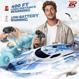 BEZGAR RC Boat, 12 inch Remote Control Boat for Kids and Adults, 25 KPH Fast RC Speed Boats with 700mAh Battery, Ideal Waterproof Toy Boats for Lakes & Pools - TX126 White