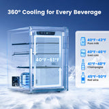 Feelfunn Wine Cooler, 26 Bottle 95 Can Mini Wine Fridge with Clear Glass Door for Beer Soda Water Drink, Small Wine Cellar Beverage Refrigerator for Bedroom Office Home Bar Dorm, 2.6 Cu.Ft