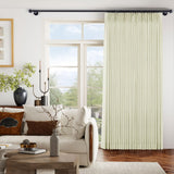 Macochico Extra Wide Natural Linen Linen Curtains Pinch Pleated for Sliding Glass Door Living Room Bedroom Light Filtering Privacy Window Treatments with Tieback, 120”Wx108”L, Yellowish, 1 Panel