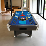 SIMBASHOPPING 7 Foot Pool Table Modern Billiard Table with Blue Felt, Ball Return and Accessories - Blue Sea