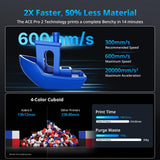 3D Printer with ACE GEN 2 Tech, 600mm/s Max Speed, Native 4-Color & 19-Color Max Expansion with 4 ACE 2 Pro, Hardened Steel Nozzle