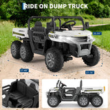 GarveeLife 24V 2 Seater Ride On Dump Truck for Big Kids - Electric Ride On Car with Auto-Lifting Bed, 4x75W Motors, Parent Remote Control & 6 Wheels - 110 Lbs Capacity, 5 MPH Kids Truck Toy