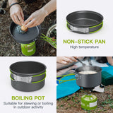 Lixada Camping Cookware Set,11PCS Camping Cookware Mess Kit with Non-Stick Lightweight Pot Pan Bowls Set for Outdoor Camping Backpacking Outdoor Picnic