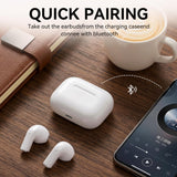 WWU Wireless Earphones, in-Ear Earbuds with Charging Case, 43H Playtime Long Playback Time, Compact and Lightweight, Bass Stereo Sound, IPX7 Waterproof Earphones for Gym/Running/Work，White