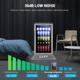 EUHOMY Beverage Refrigerator Cooler, 130 Can Mini Fridge with Glass Door for Soda Beer or Wine, Beverage Cooler, Silver