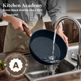 Kitchen Academy Pots and Pans Set Non Stick - 12 Piece Induction Kitchen Cookware Sets, Blue Granite Nonstick Cooking Pans Set