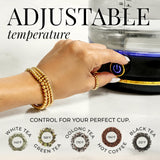 Glass Electric Kettle No Plastic, Stainless Steel, Auto Shut Off and Keep Warm Function - Black and Gold Tea Kettle with Temperature Control – 1500W Fast Hot Water Boiler for Coffee and Tea