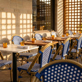 PURPLE LEAF French Bistro Armless Chairs Set of 2, Bamboo Finish, Blue