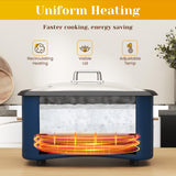 SUNVIVIPRO 12-in-1 Programmable Slow Cooker Roaster Oven, 8 Quart Digital Multi-Cooker Food Warmer with Timer, Temp Control & Auto Shut Off, Removable Non-Stick Pot, Dishwasher-Safe Glass Lid, Blue