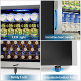 Velivi Mini Beverage Refrigerator 3.2 Cu. Ft Small Fridge 126 Can Lockable Drink Cooler with Glass Door, Safety Lock, For Beer Soda, Silver