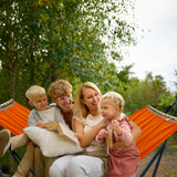 Tranquillo Sturdy Steel Hammock with Stand Premium Cotton Canvas Hammock, 600 lbs Capacity Hammock Stand Folding, Portable 30-Second Fold Unfold Hammock for Camping, Orange