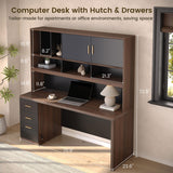 72.8" Computer Desk with Hutch and Drawers, Office Desk with Hutch Built in Charging Station
