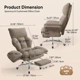 Cross Legged Office Chair with Footrest, Big and Tall Comfy Ergonomic Reclining Executive Chair Wide Seat with Flip-Down Armrests