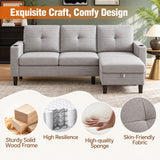 Pingliang 80-Inch Convertible Sectional Sofa with Ottoman, Light Grey