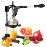 NCUE Cast Iron Juicer, Heavy-Duty Manual Juicer Hand Press, Citrus Juicer for Lemons, Oranges, Pomegranates, Grapefruits, and Other Fruits, Easy-To-Use and Clean Stainless Steel Lemon Squeezer (Black)