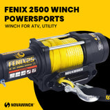 Novawinch FENIX 2500 ATV Winch Synthetic Rope - 2500lb Line Pull 12V Electric Winch for ATV UTV - Aluminum Hawse Fairlead - Sealed 3.0 HP Permanent Magnet Motor - Mechanical Load Holding Brake System