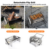 BiggerFire 360° Rotating Barbecue Grill, Stainless Steel Flipping Barbecue Grills, Portable Camping Charcoal BBQ Grill Outdoor, Detachable Portable Charcoal Barbecue Grill for Picnic Yard Party