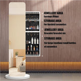 Hlixzoy A,Solid Wood Dressing Mirror Fitting Mirror Full Body Mirror Floor Mirror with Makeup Cabinet Hanger Integrated Storage Bedroom Home
