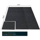 1/2in Thick 48 Sq Ft Rubber Top High Density EVA Foam Exercise Gym Mats Non-Slip 12 Pcs - Interlocking Puzzle Floor Tiles for Home Gym Heavy Workout Equipment Flooring - 24 x 24in Tile, Black & White EnjoyColor