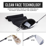 Club Scrub Golf Club and Ball Cleaning Pouch, Black, Golf Towel, Microfiber, Waterproof, Machine Washable