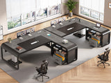 61 Inch Executive Desk, Large Office Desk with File Drawer, L Shaped Desk with Drawers