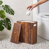 iEGrow 3 Gallon Wooden Trash Can with Lid, Waste Basket with Liner Acacia