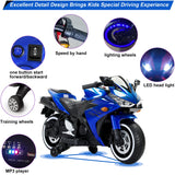 12V Electric Ride On Motorcycle for Kids, Training Wheels, Full Hand Drive Motorbike Toy, Perfect for Boys and Girls (3-8 Yrs) (Blue)