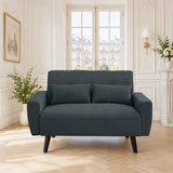 Jarenie 48" Small Loveseat Sofa, Mid Century Modern Love Seat with Back Cushions and Plastic Legs, 2 Seater Couches for Living Room, Bedroom, Small Spaces, Dark Grey