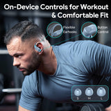 Active Noise Cancelling Ear Buds Wireless Bluetooth Headphones 80H Playtime Display Charging Case 50dB ANC Over Earhooks Earbuds with Hi-Res Sound Clear Calls for Sport Running Gym Workout Sierra Blue