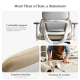 EUREKA ERGONOMIC Remi High Back Office Chair, PU Leather Office Chair with Wheels, Leather Desk Chair, Executive Office Chair Comfy for Home & Office, Off-White
