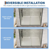 Sliding Shower Door, 44-48" Width x 72" Height, Bypass Single Sliding Design, 6mm (1/4") SGCC Tempered Glass, Brushed Nickel Finish with Matte Black Aluminum Alloy Track